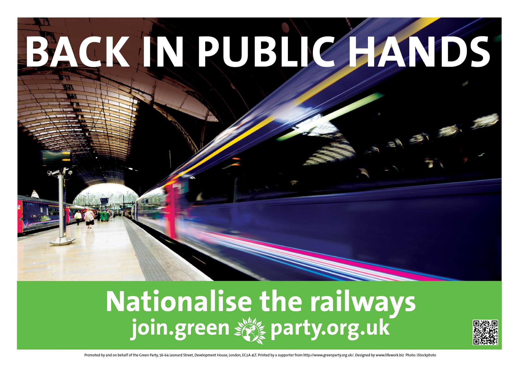 Nationalise the railways http://greenparty.org.uk/policies.html